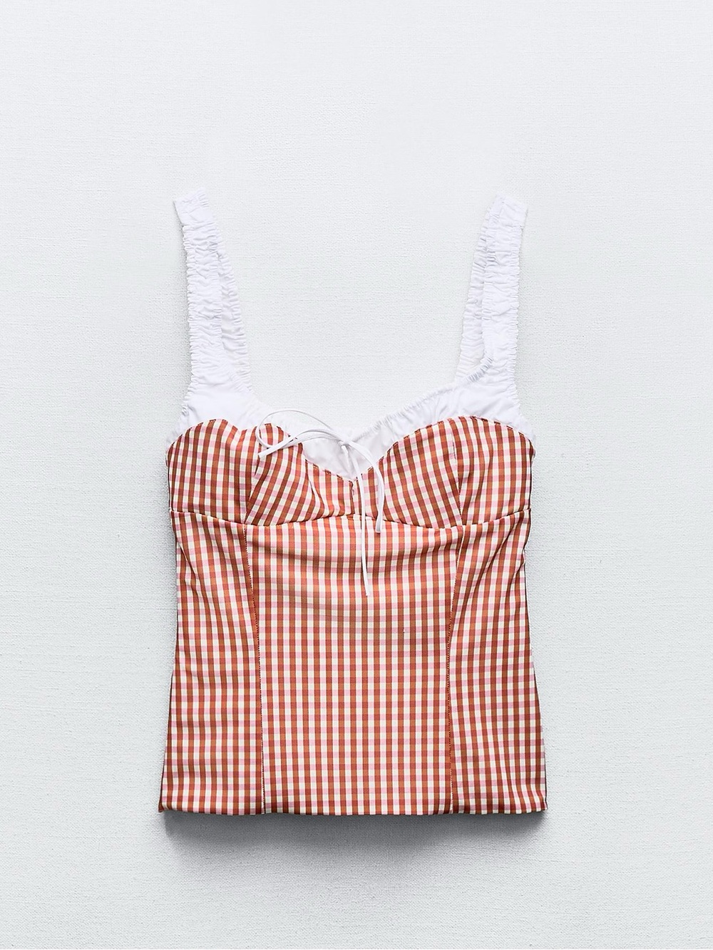 NWT Zara Pink Gingham Milk Maid Tank Top (Size Large)